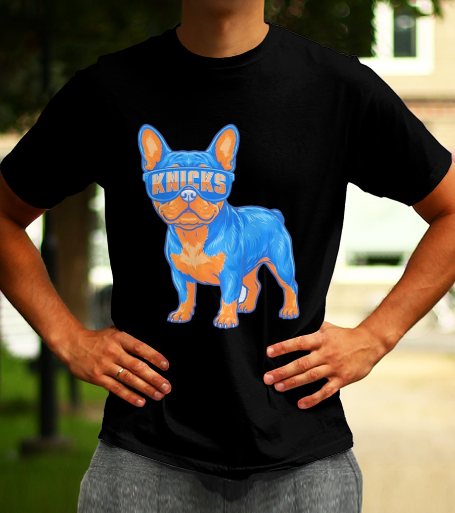 New York Knicks Bulldog Wearing Sunglasses T-Shirt