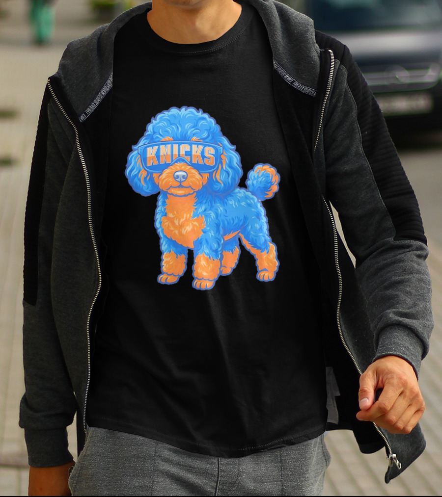 New York Knicks Teacup Poodle Cartoon Glasses T-Shirt