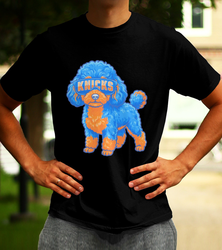 New York Knicks Teacup Poodle Cartoon Glasses T-Shirt