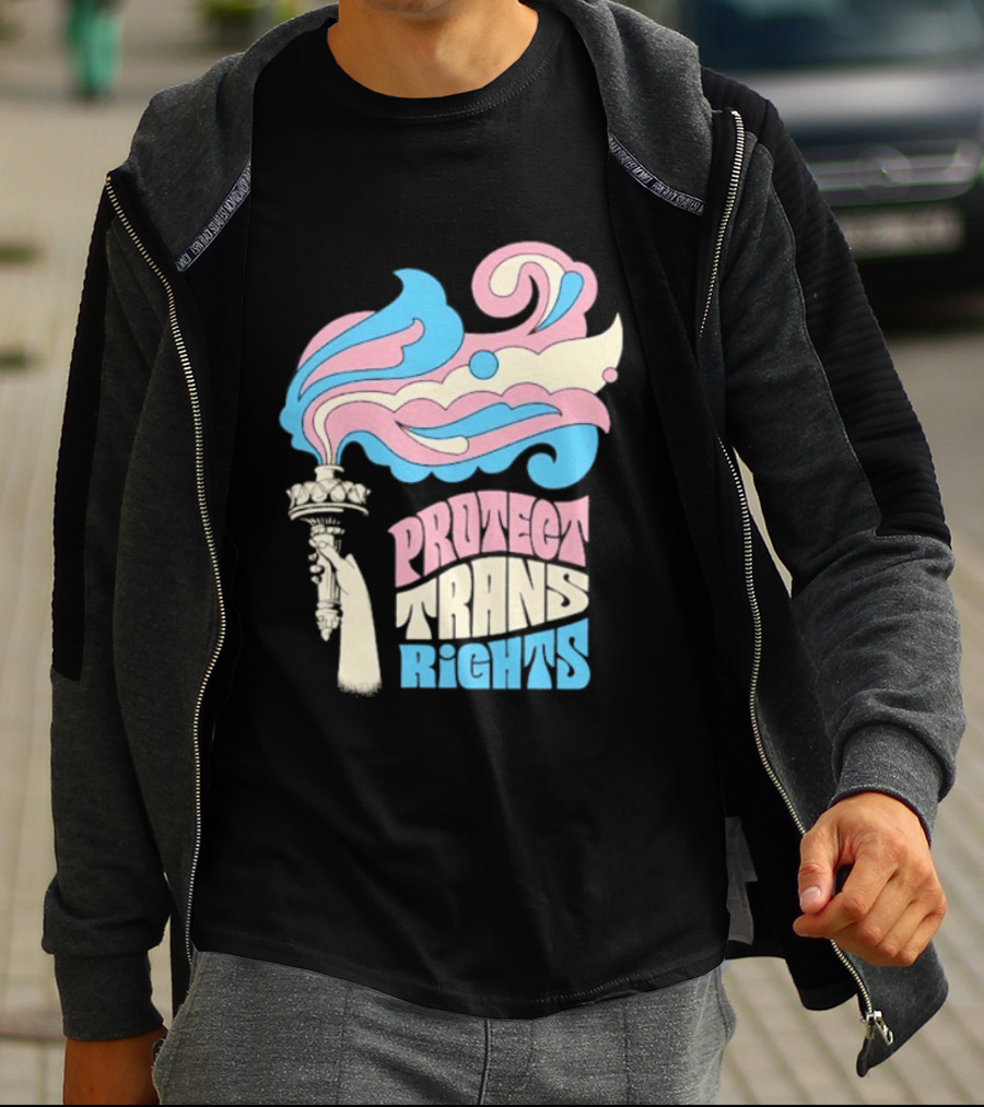Protect Trans Rights Torch Symbol Bold Pride T-Shirt