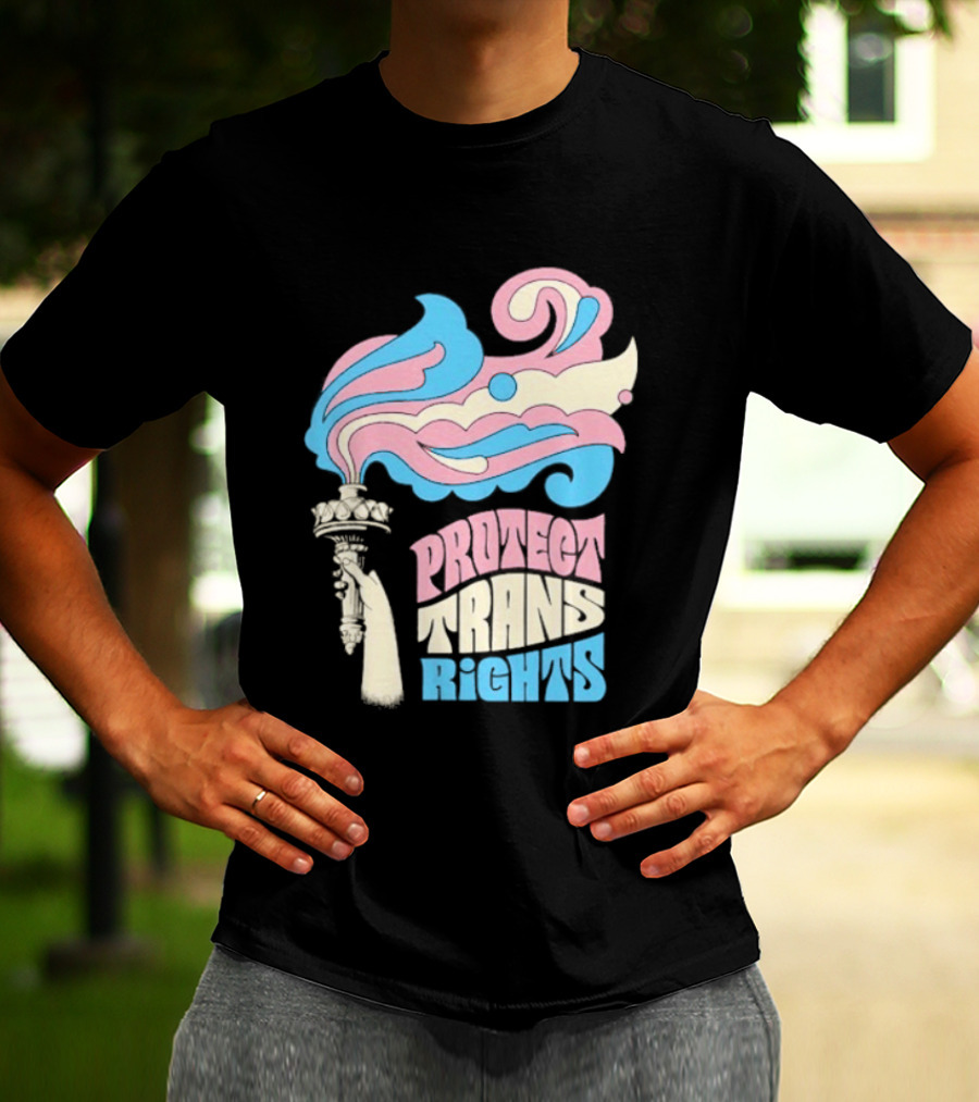 Protect Trans Rights Torch Symbol Bold Pride T-Shirt
