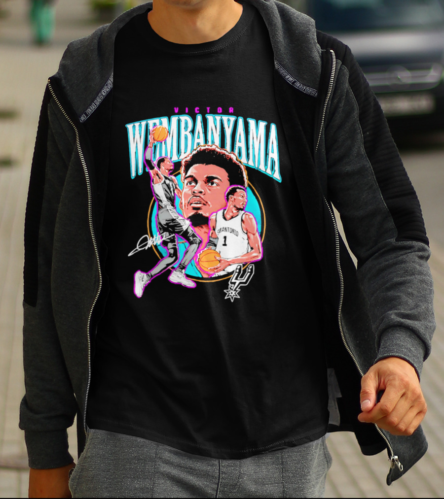 Victor Wembanyama San Antonio Spurs Basketball Player NBA Signature T-Shirt