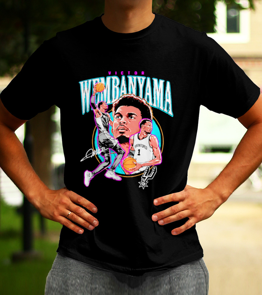 Victor Wembanyama San Antonio Spurs Basketball Player NBA Signature T-Shirt