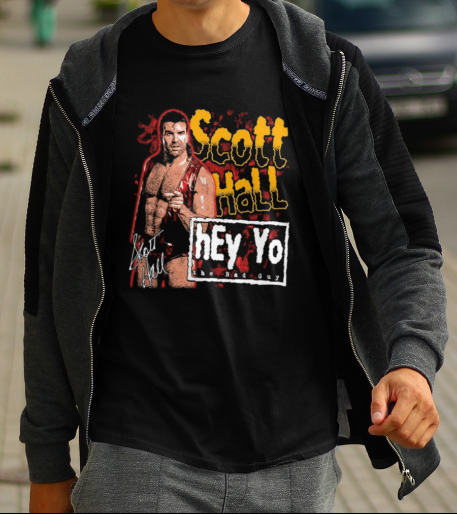 Scott Hall Hey Yo The Bad Guy Wrestling Legend WCW T-Shirt