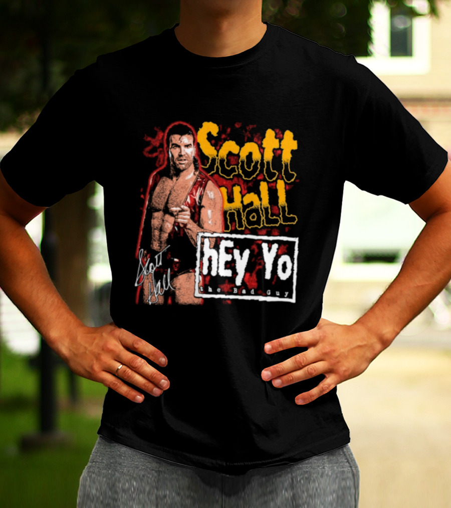 Scott Hall Hey Yo The Bad Guy Wrestling Legend WCW T-Shirt