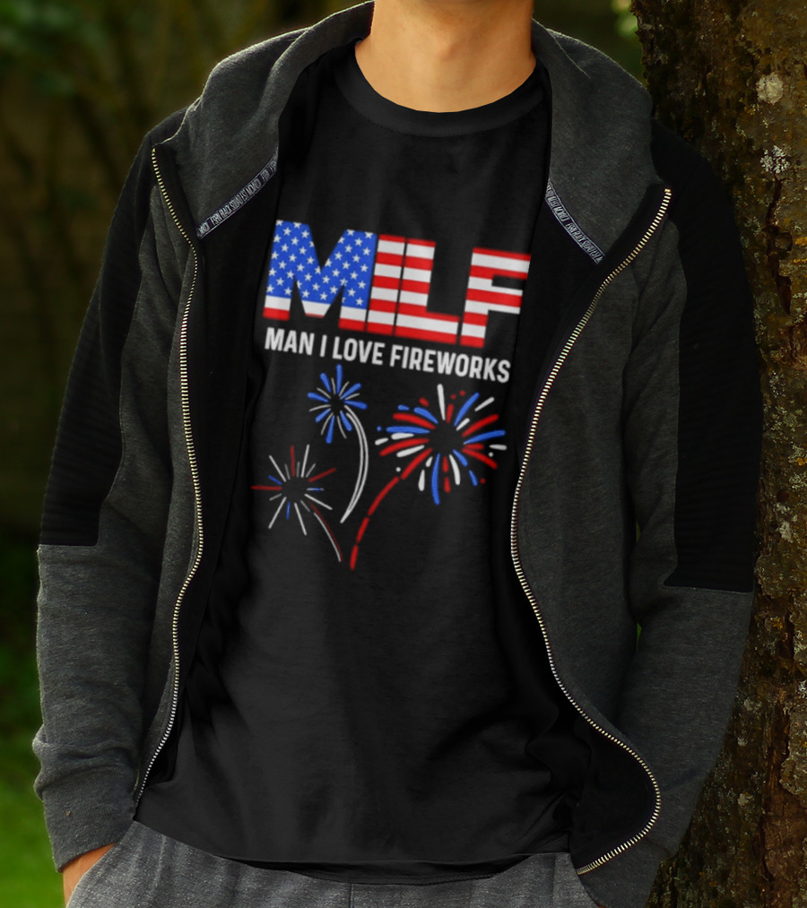 MLF Man I Love Fireworks American Flag Fireworks T-Shirt