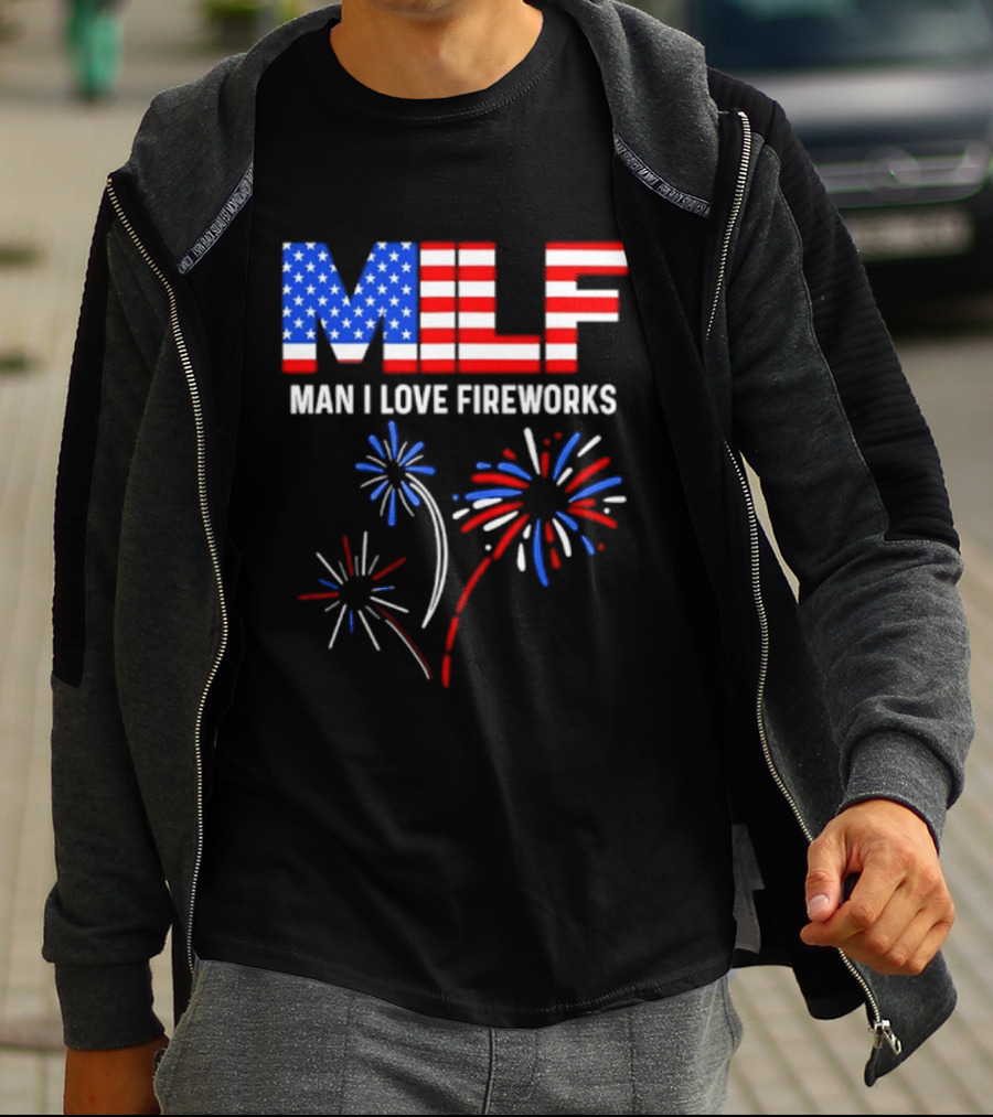 MLF Man I Love Fireworks American Flag Fireworks T-Shirt
