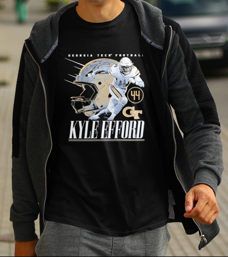 Georgia Tech Football Kyle Efford 44 GT Helmet T-Shirt