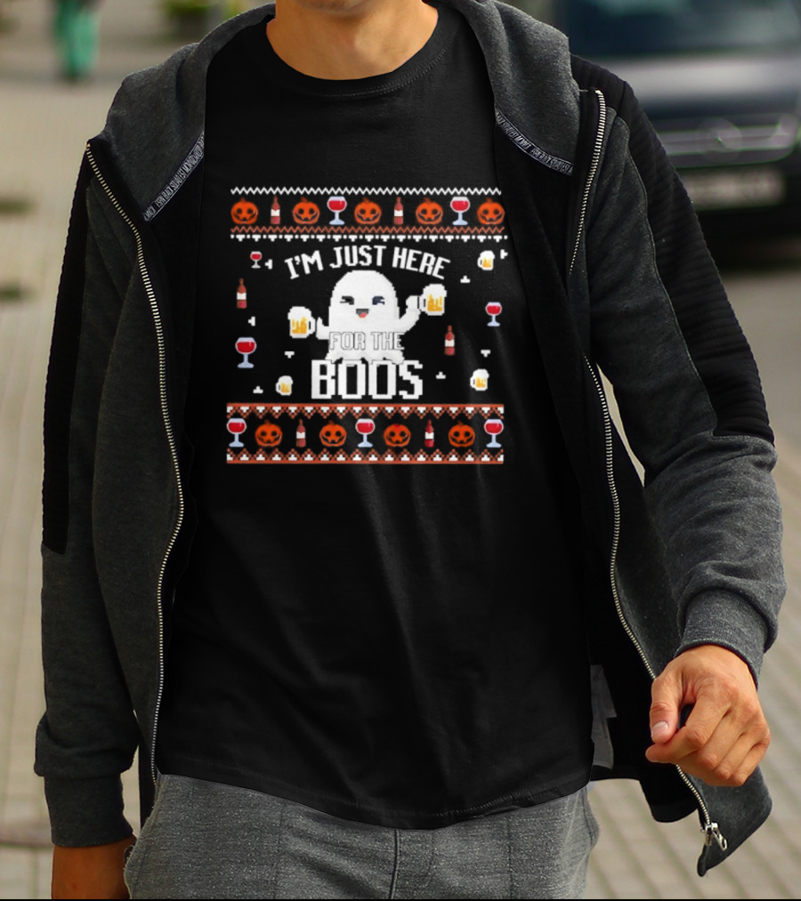 Halloween I'm Just Here For The Boos Busch Light Ghost Beer Pumpkins T-Shirt