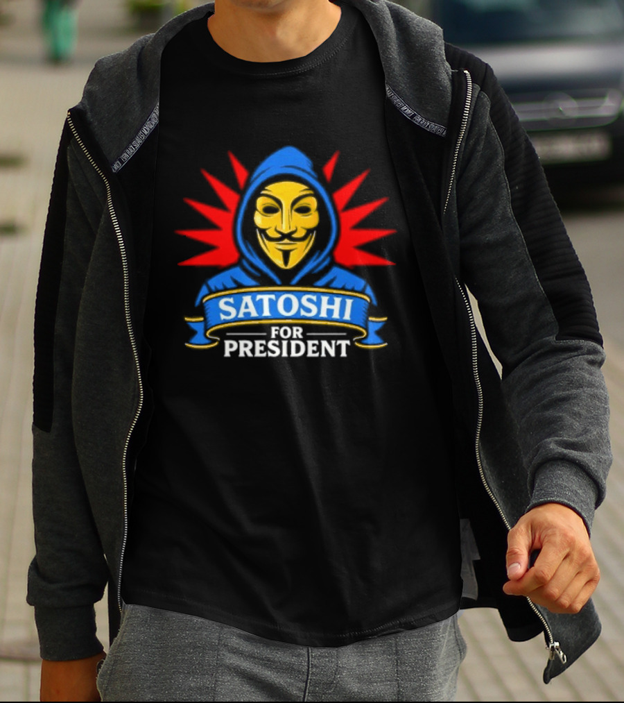 Satoshi For President Crypto Revolution Guy Fawkes Mask T-Shirt