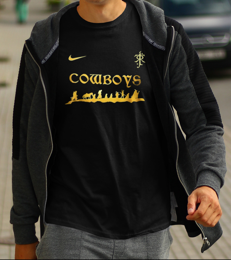 Nike Cowboys Lord Of The Rings Fellowship Gold 2 Sided T-Shirt