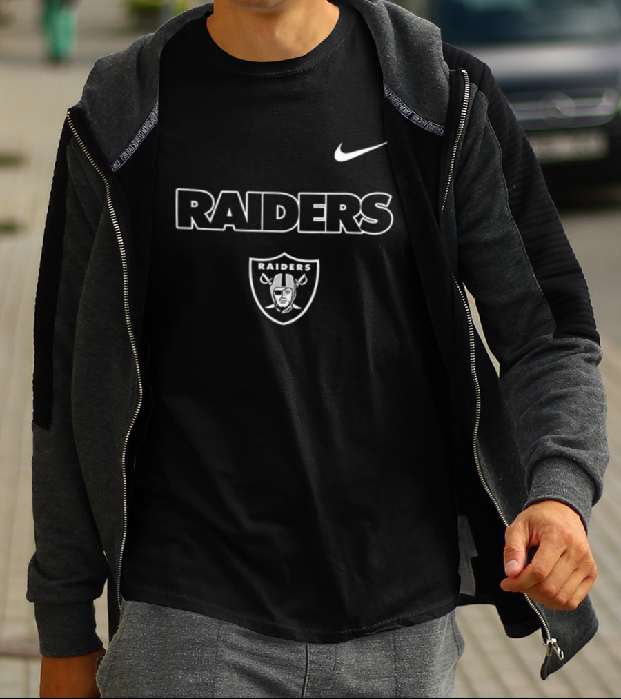 Las Vegas Raiders Skeleton Blue Colla American Proud Mechanic Nike Raiders T-Shirt