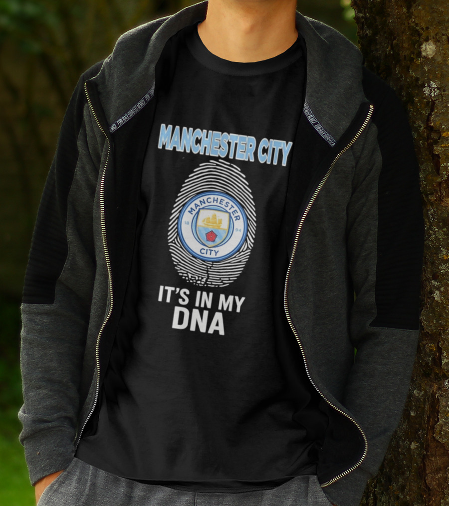 Manchester City Crest Fingerprint It's In My DNA T-Shirt