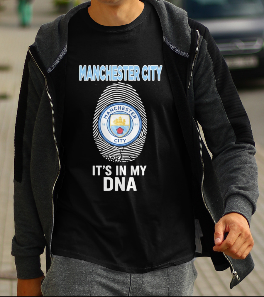 Manchester City Crest Fingerprint It's In My DNA T-Shirt