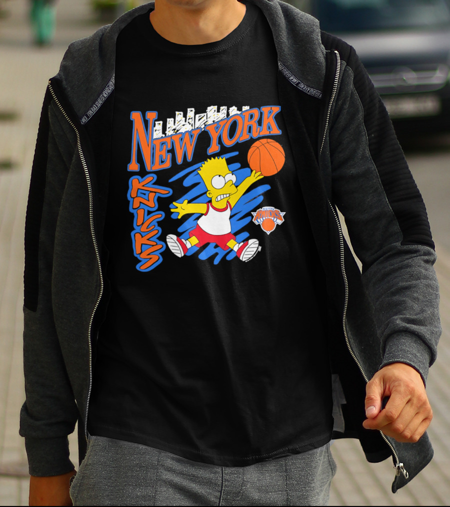 New York Knicks Bart Simpson Basketball Crossover Collaboration T-Shirt