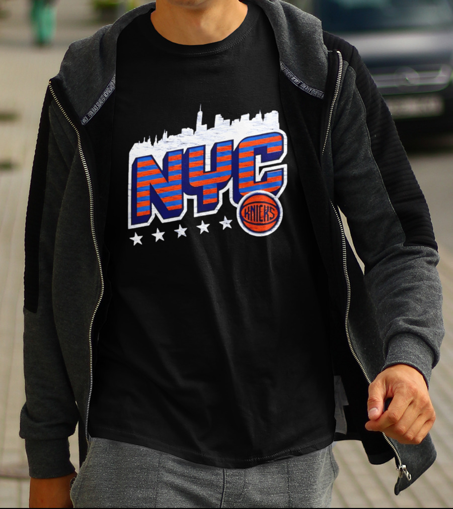 NYC Knicks Skyline Stars Basketball Fan Gear T-Shirt