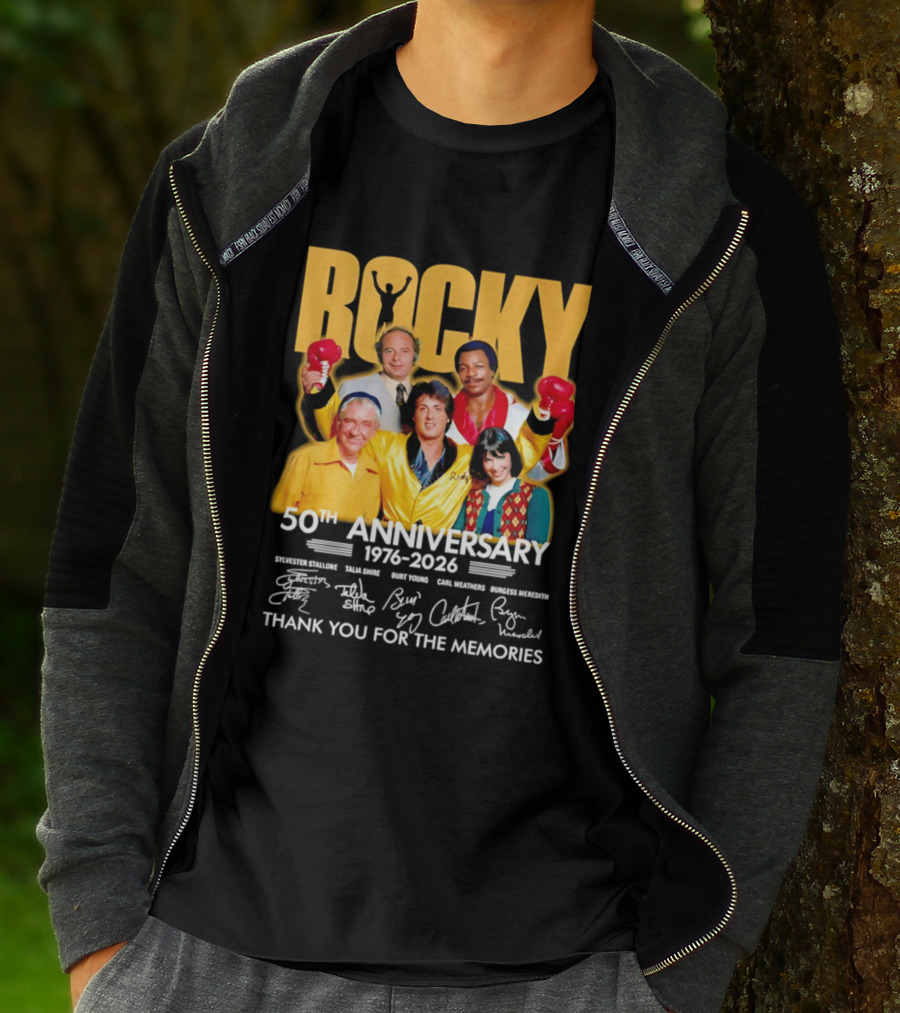 Rocky 50th Anniversary 1976 2026 Thank You For The Memories Celebrating Iconic Movie Legends T-Shirt