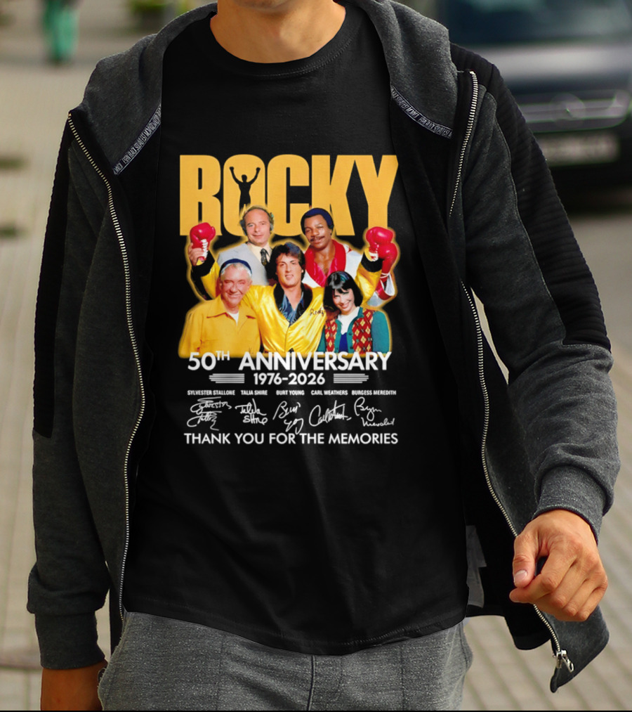 Rocky 50th Anniversary 1976 2026 Thank You For The Memories Celebrating Iconic Movie Legends T-Shirt