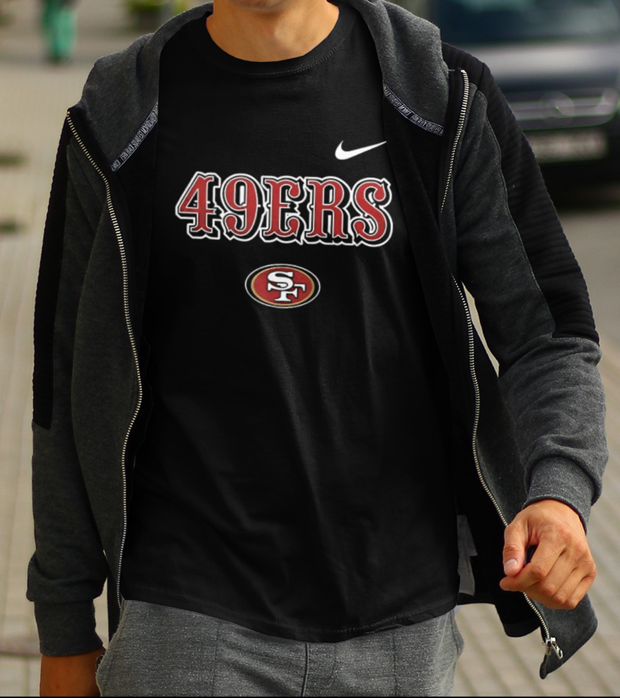 San Francisco 49ers Skeleton Blue Collar American Proud Mechanic Nike 49ers T-Shirt