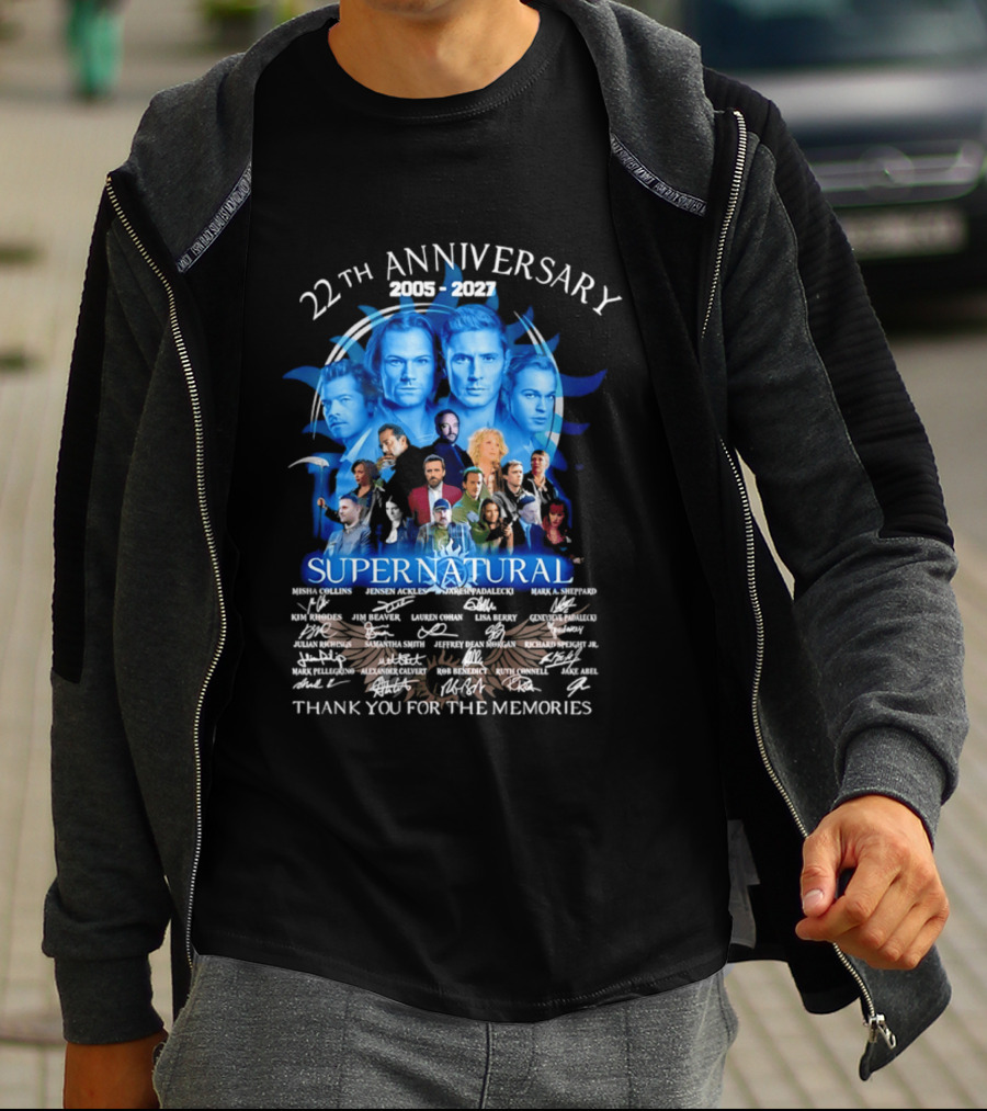 Supernatural 22th Anniversary 2005 2027 Thank You For The Memories Cast Montage Celebration T-Shirt