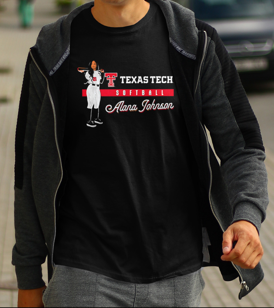 Texas Tech Softball Alana Johnson Team Spirit Logo Player 21 T-Shirt