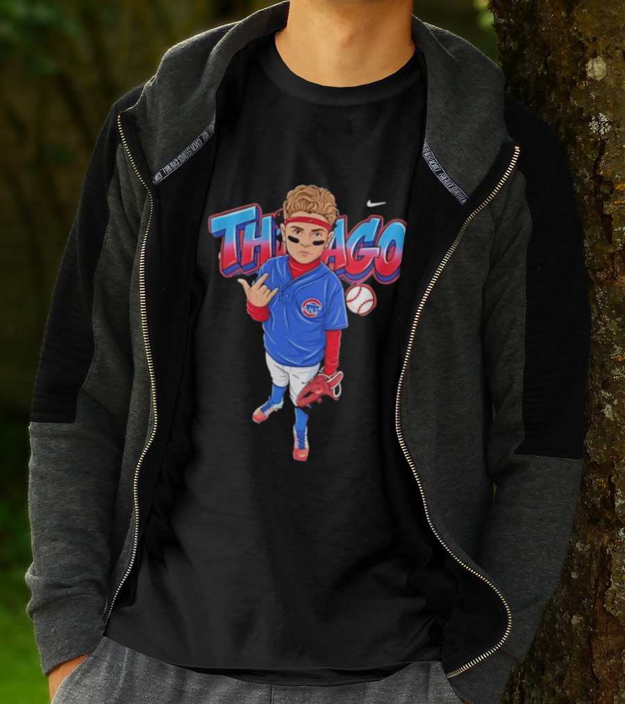 Thiago Chicago Cubs Baseball Cartoon Player Nike T-Shirt