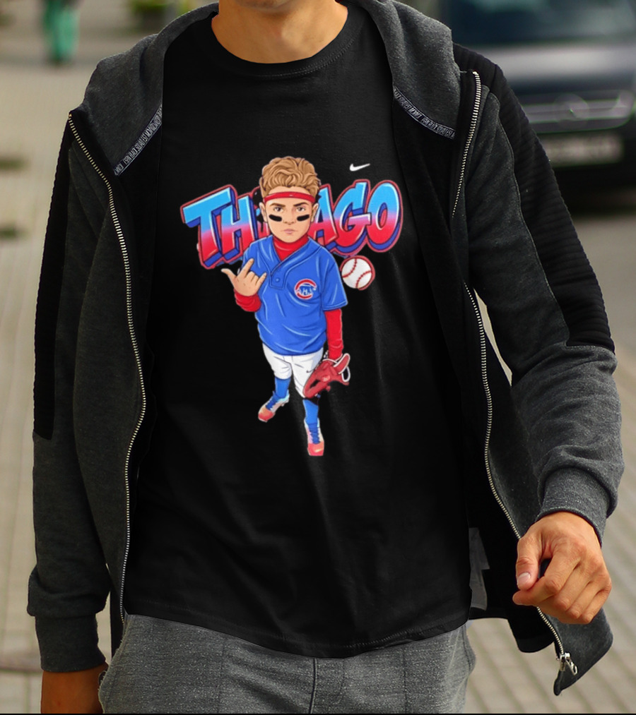 Thiago Chicago Cubs Baseball Cartoon Player Nike T-Shirt