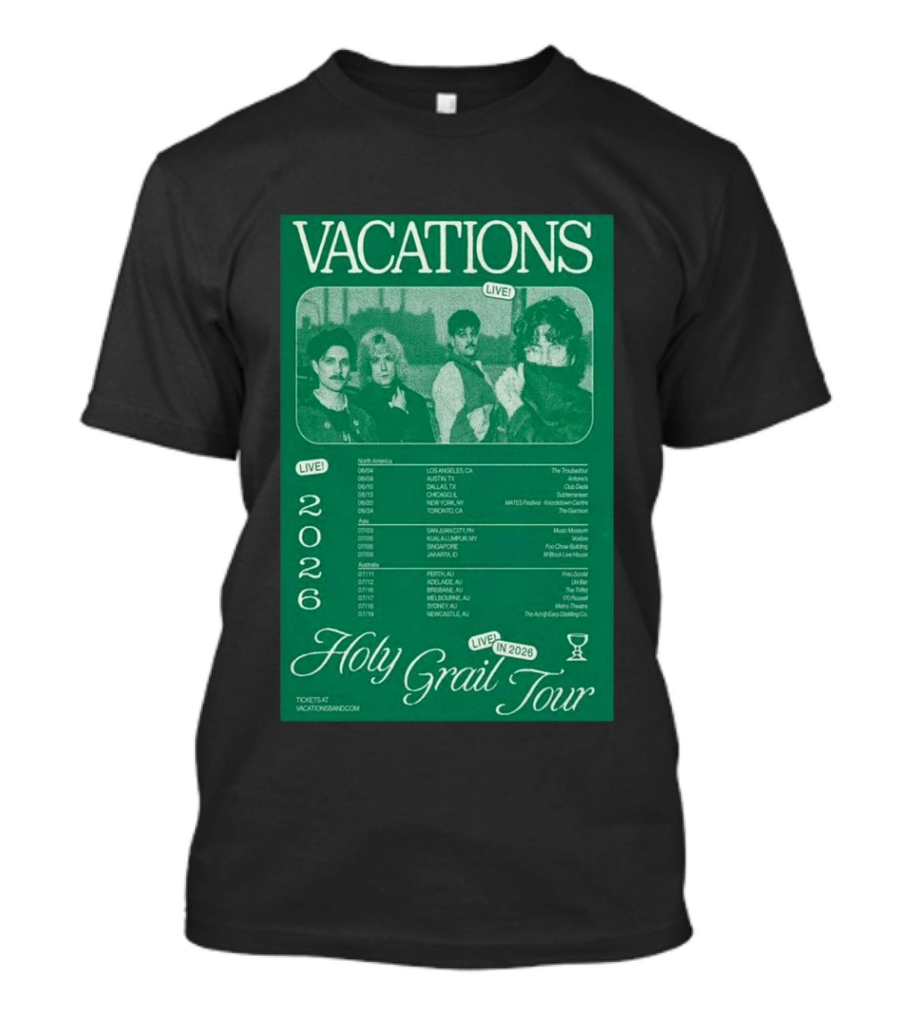 Vacations Holy Grail Tour 2026 Live Concert Locations And Dates T-Shirt
