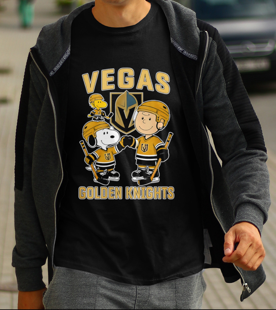 Vegas Golden Knights NHL Snoopy Charlie Brown Woodstock Hockey Team T-Shirt