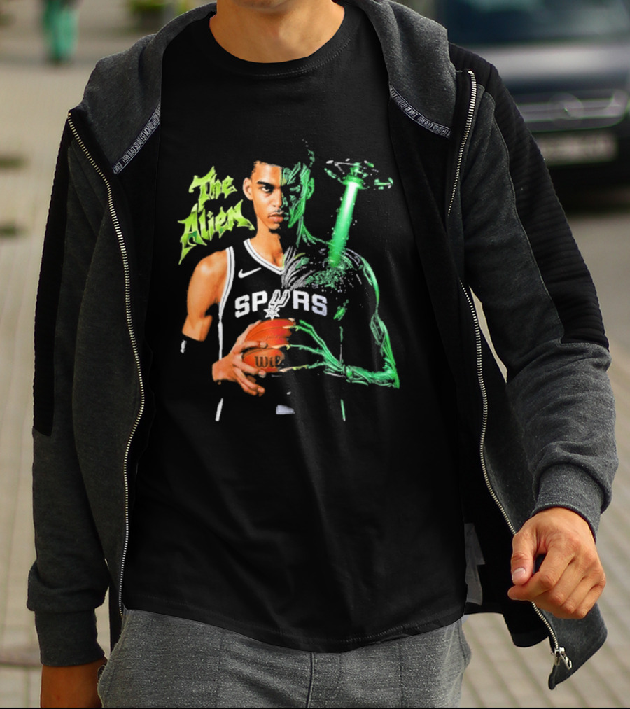 Wembanyama Spurs The Alien UFO NBA Player T-Shirt