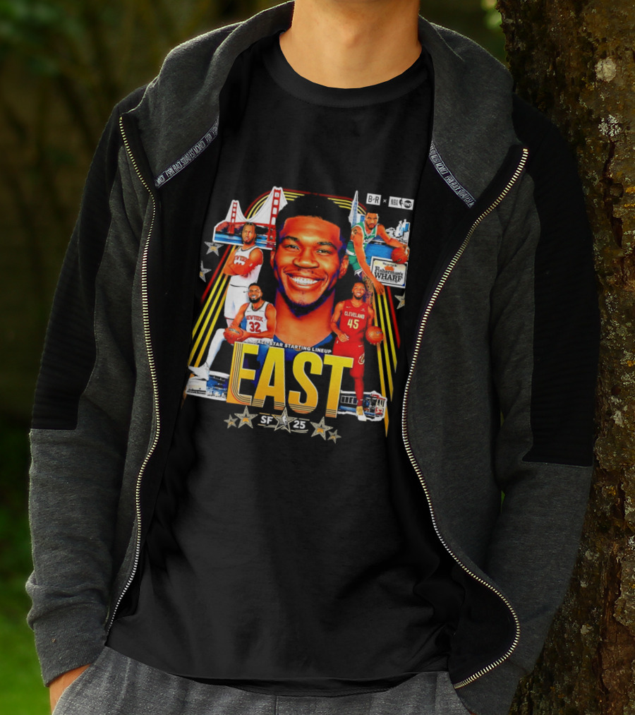 All Star Basketball Starting Lineup East 2026 Golden State Bay Bridge SF 45 Cleveland New York T-Shirt