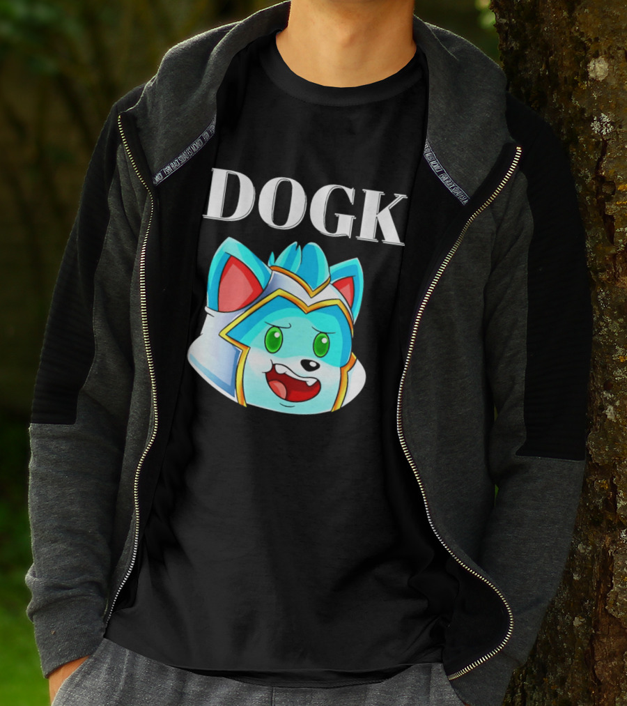 DOGK Cute Cartoon Character Blue Dog Head T-Shirt