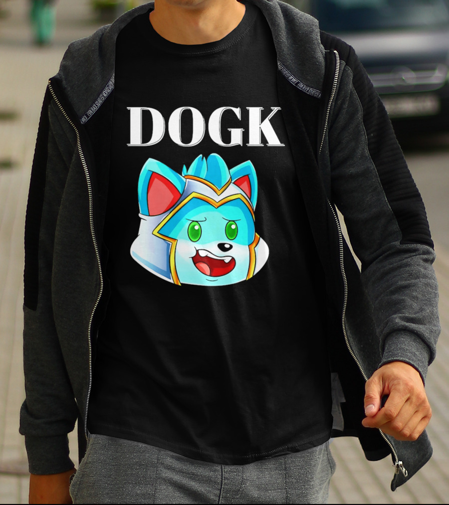 DOGK Cute Cartoon Character Blue Dog Head T-Shirt