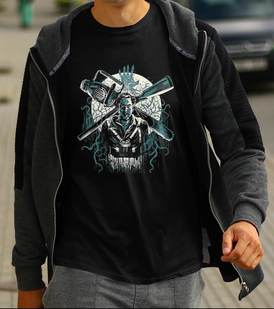 Ash Williams Evil Dead Chainsaw Hand Iconic Horror Movie T-Shirt