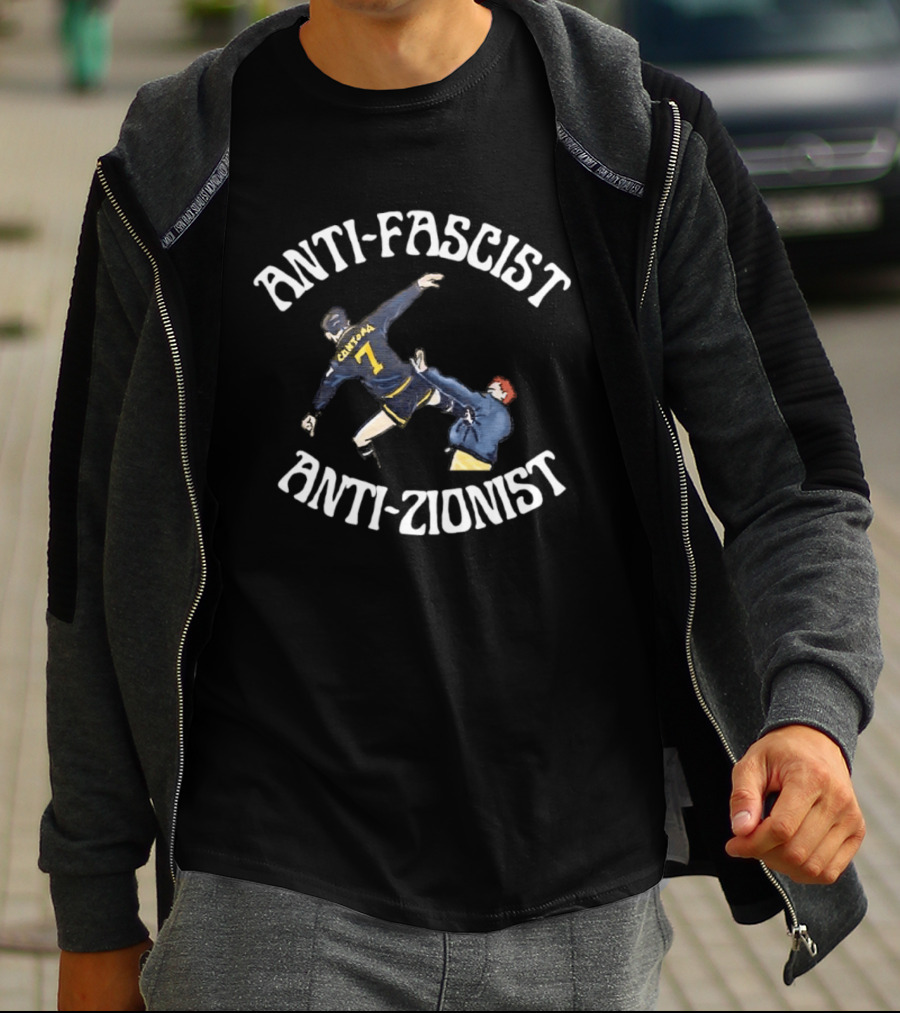 Eric Cantona Anti Fascist Anti Zionist Kick Manchester United Number 7 T-Shirt