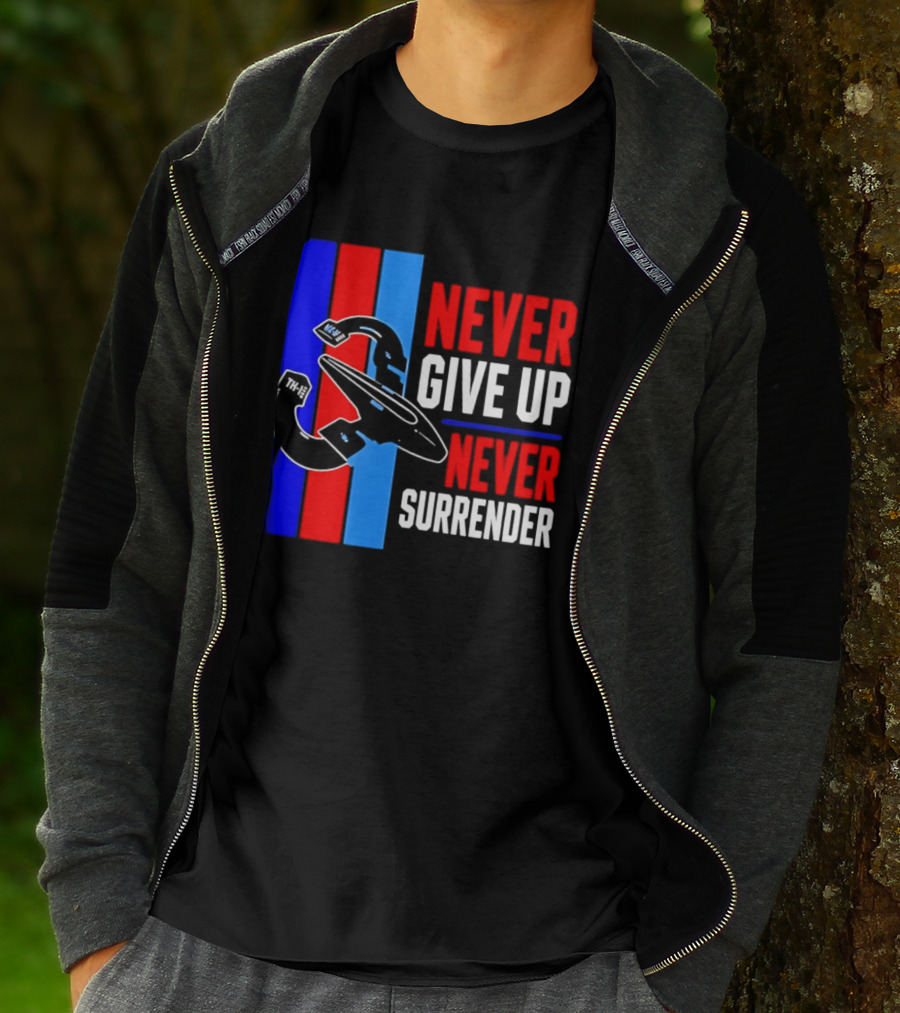 Galaxy Quest Never Give Up Never Surrender NSEA Protector Starship T-Shirt