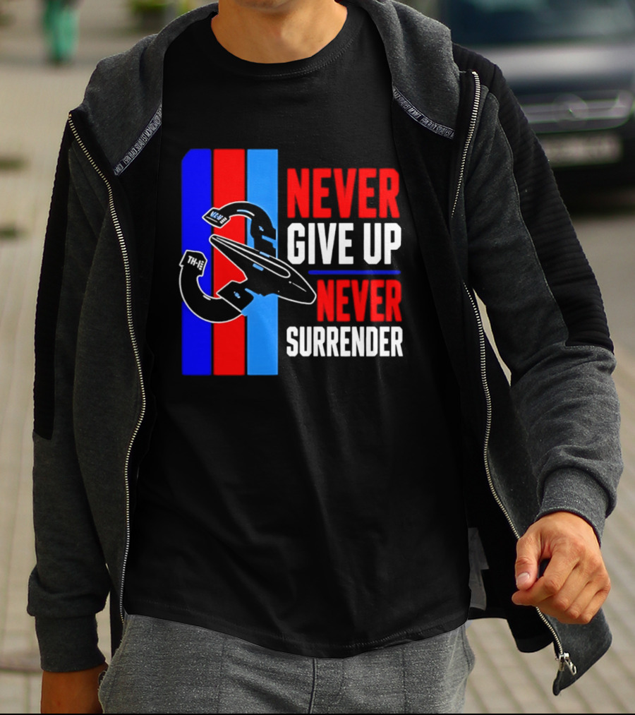 Galaxy Quest Never Give Up Never Surrender NSEA Protector Starship T-Shirt