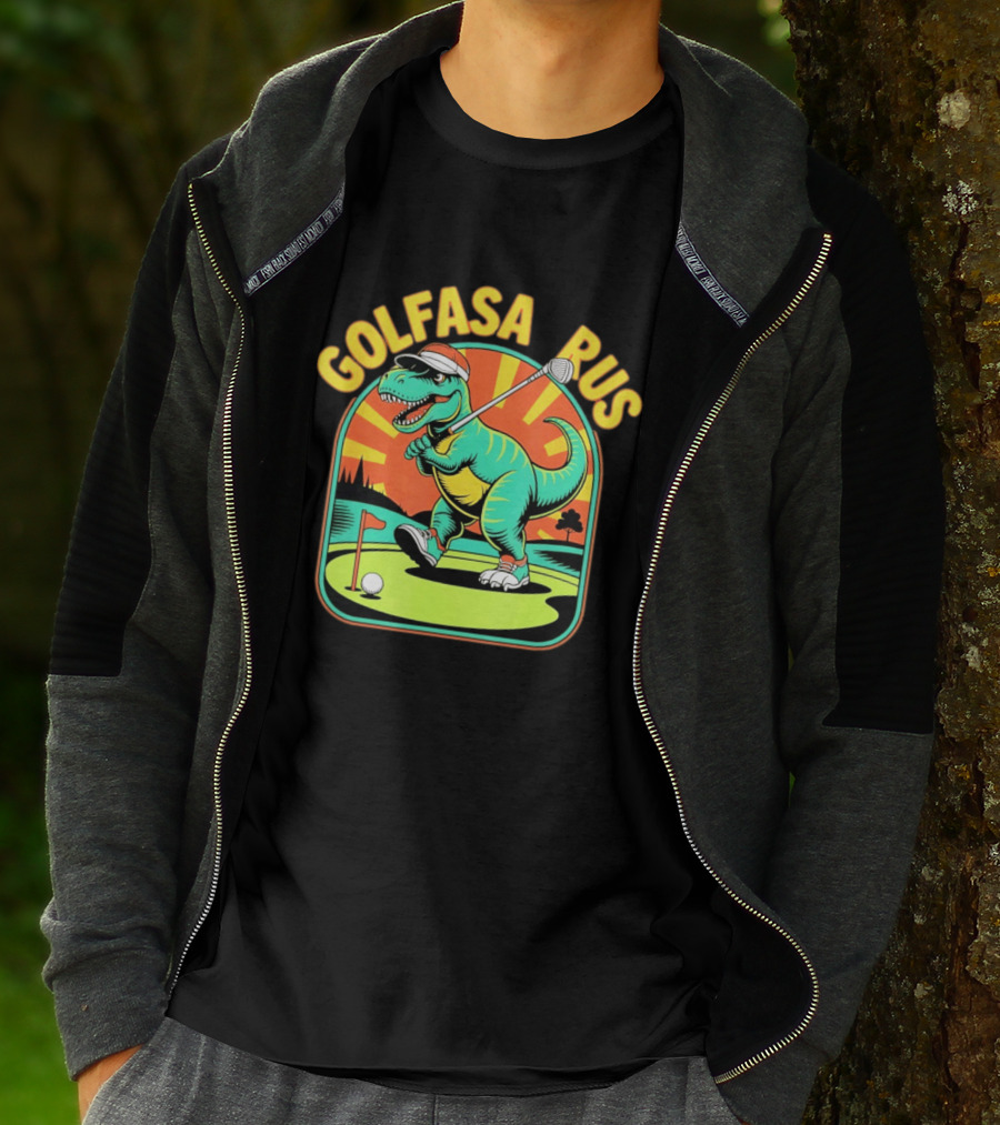 Golfasaurus Rex Dinosaur Golfer On The Course T-Shirt