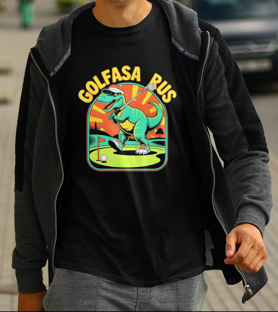 Golfasaurus Rex Dinosaur Golfer On The Course T-Shirt