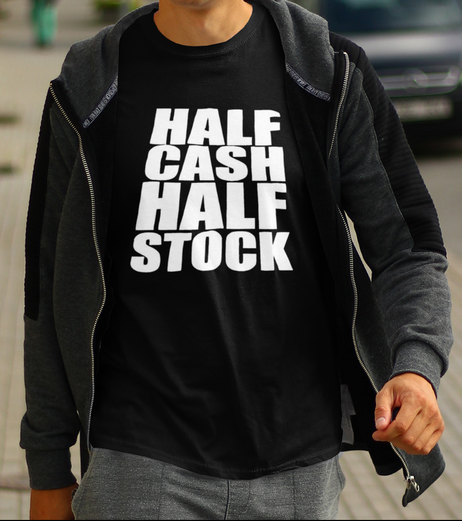 Half Cash Half Stock Bold White T-Shirt