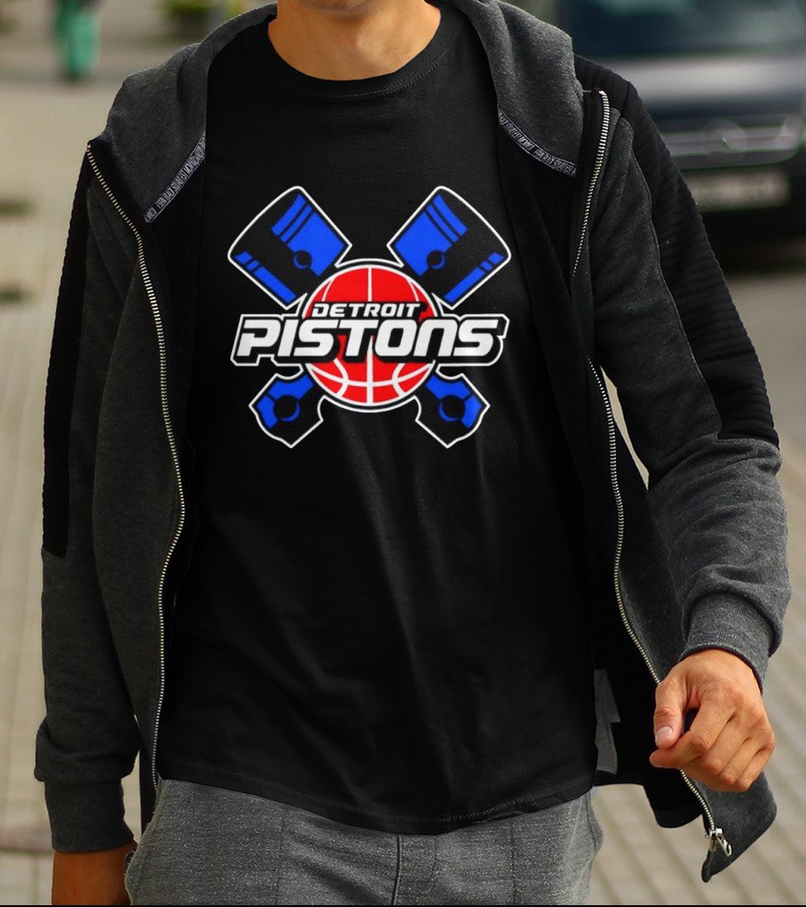 Detroit Pistons Basketball Team Crossed Pistons And Ball T-Shirt
