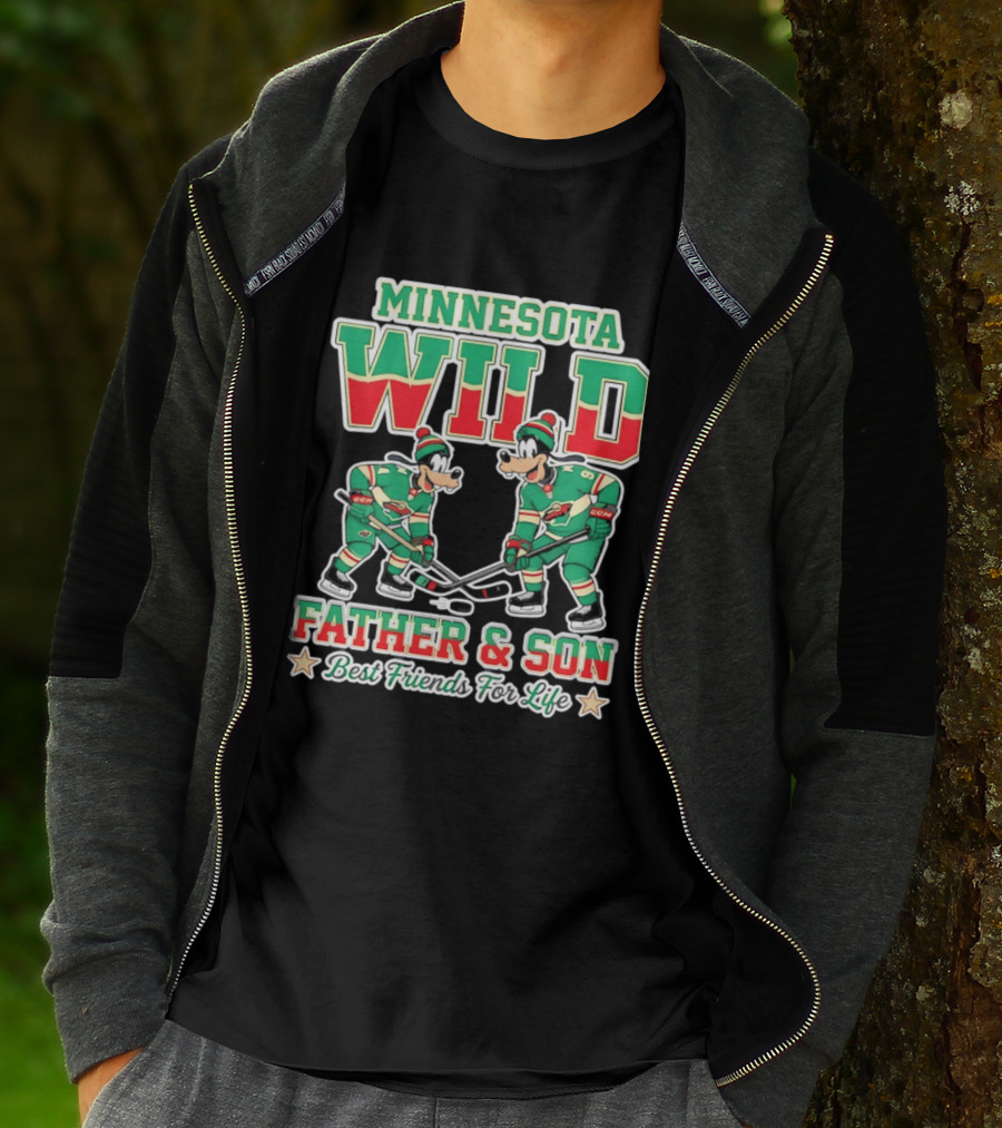 Minnesota Wild Goofy Father And Son Best Friends For Life NHL Hockey T-Shirt