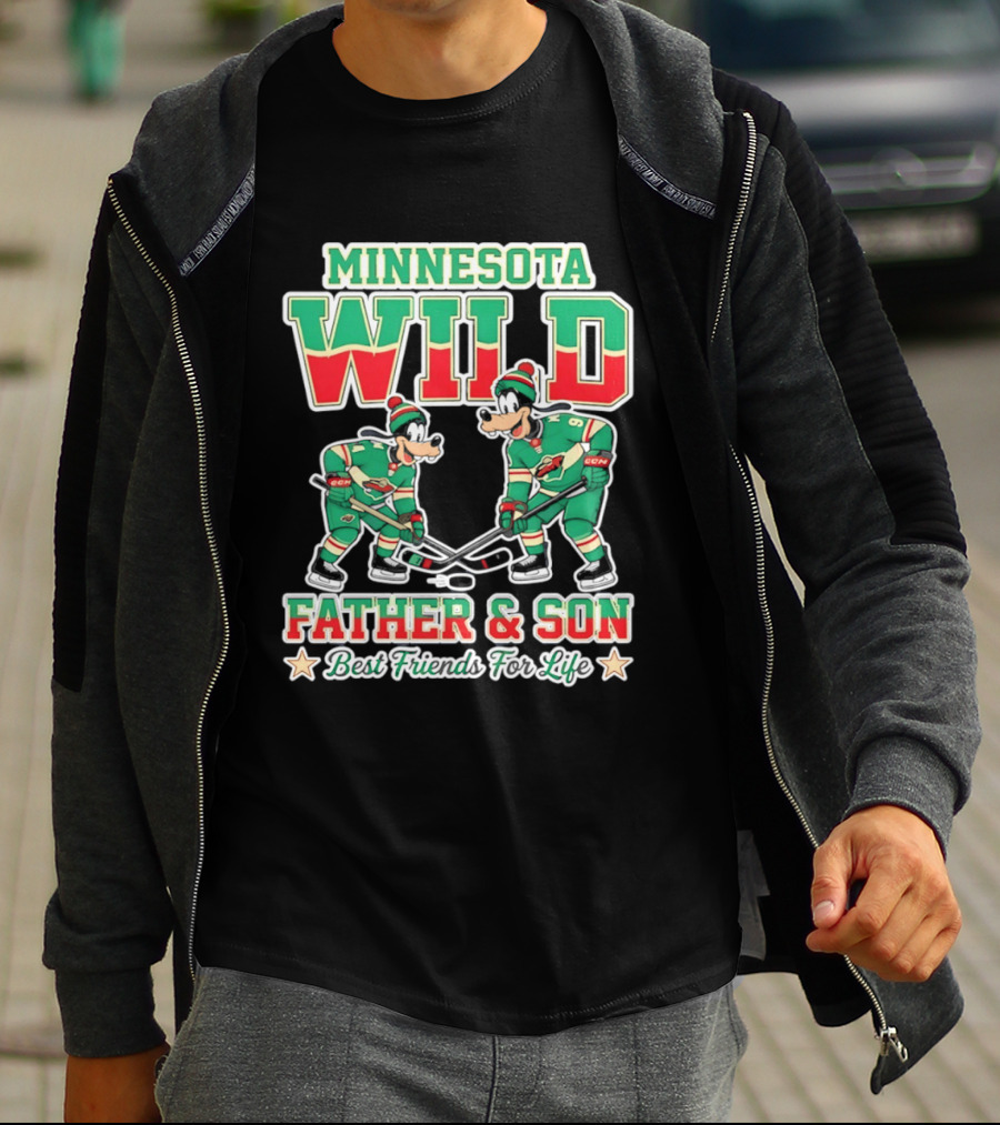 Minnesota Wild Goofy Father And Son Best Friends For Life NHL Hockey T-Shirt