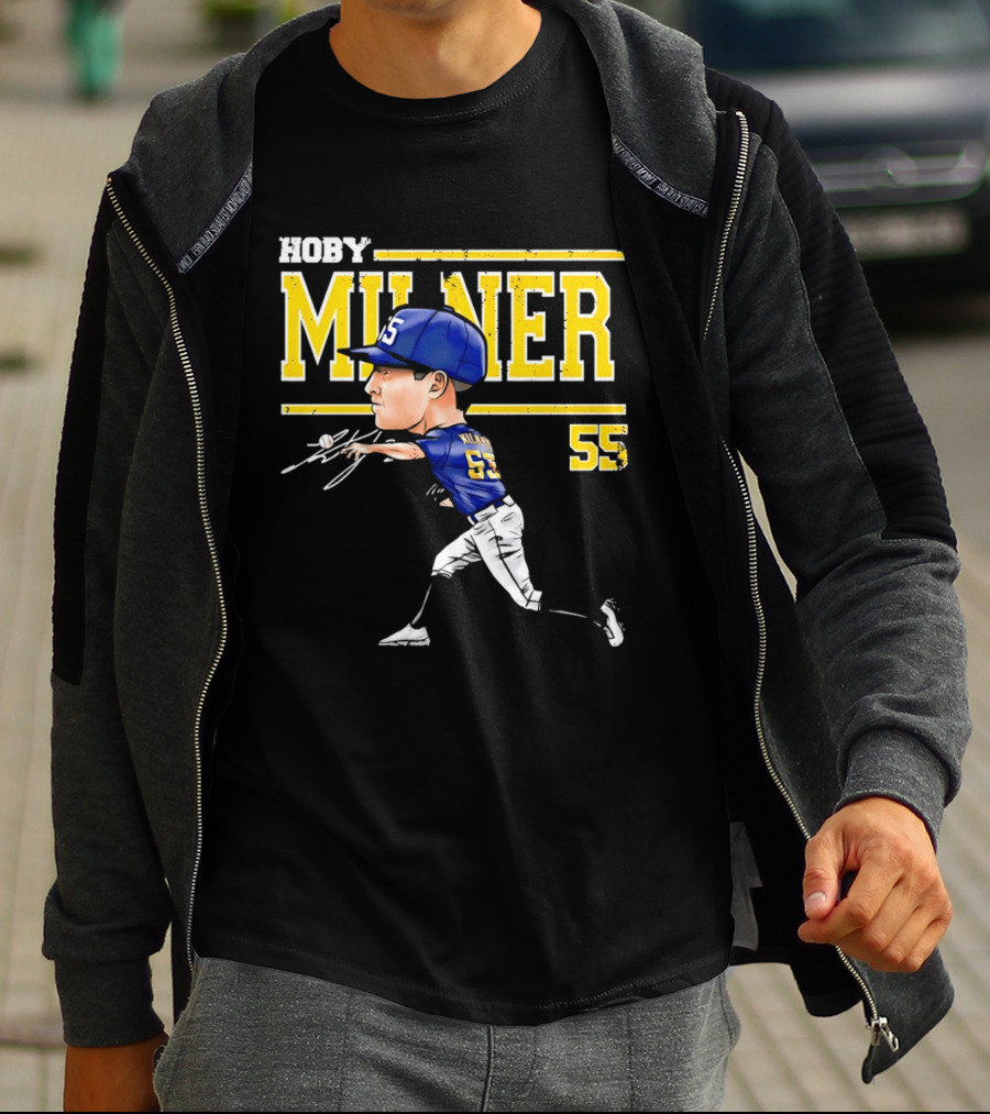 Hoby Milner Milwaukee 55 Cartoon Pitcher T-Shirt