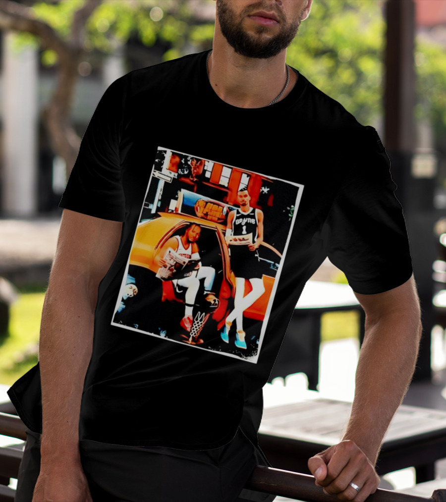 NBA Hoopers Jalen Brunson Victor Wembanyama Spurs Knicks Crossover Comic Style Street Scene T-Shirt