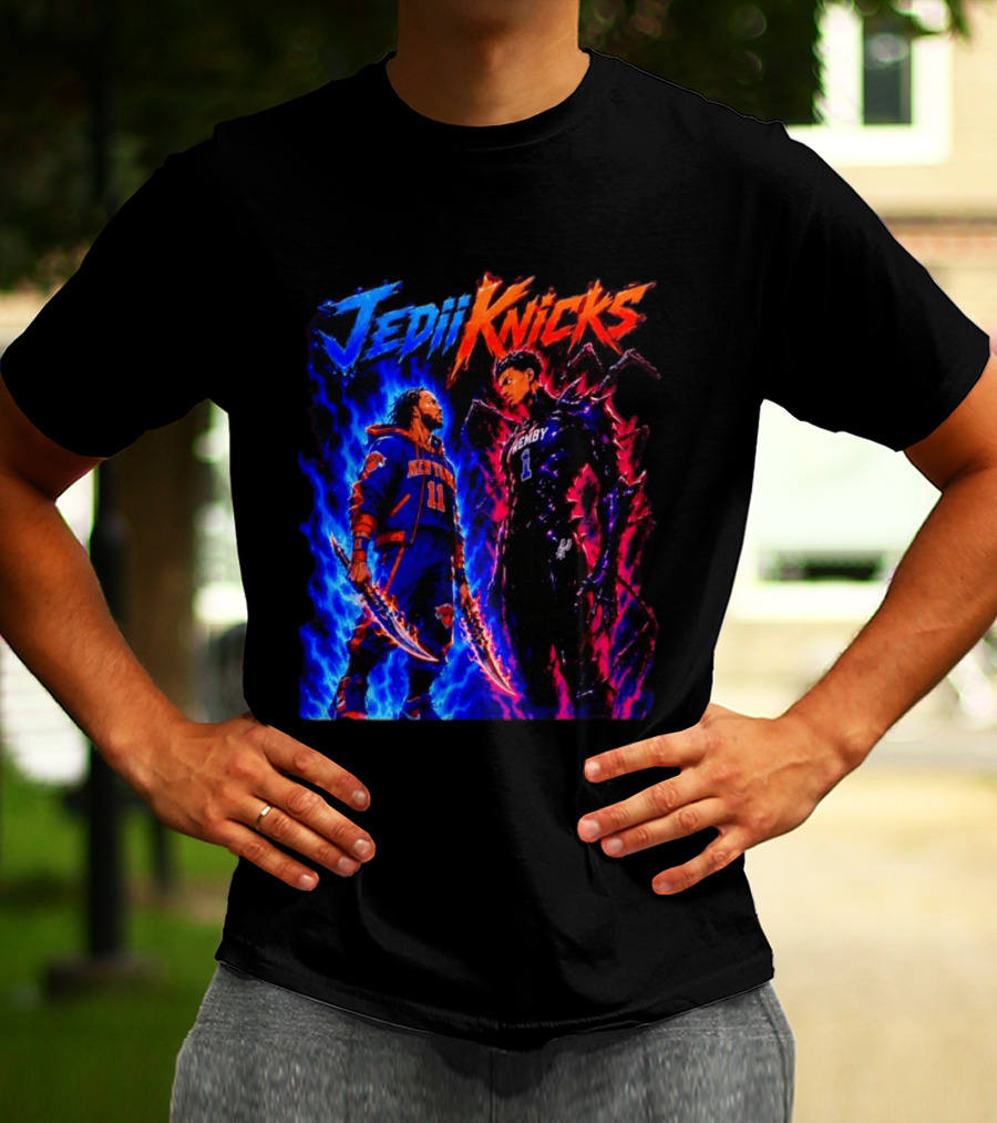 Jedi Knicks Jalen Brunson New York Knicks Vs Victor Wembanyama San Antonio Spurs Showdown T-Shirt