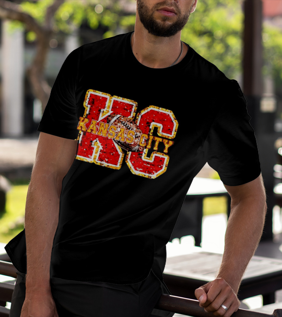 Kansas City Chiefs Football KC Faux Sequin T-Shirt