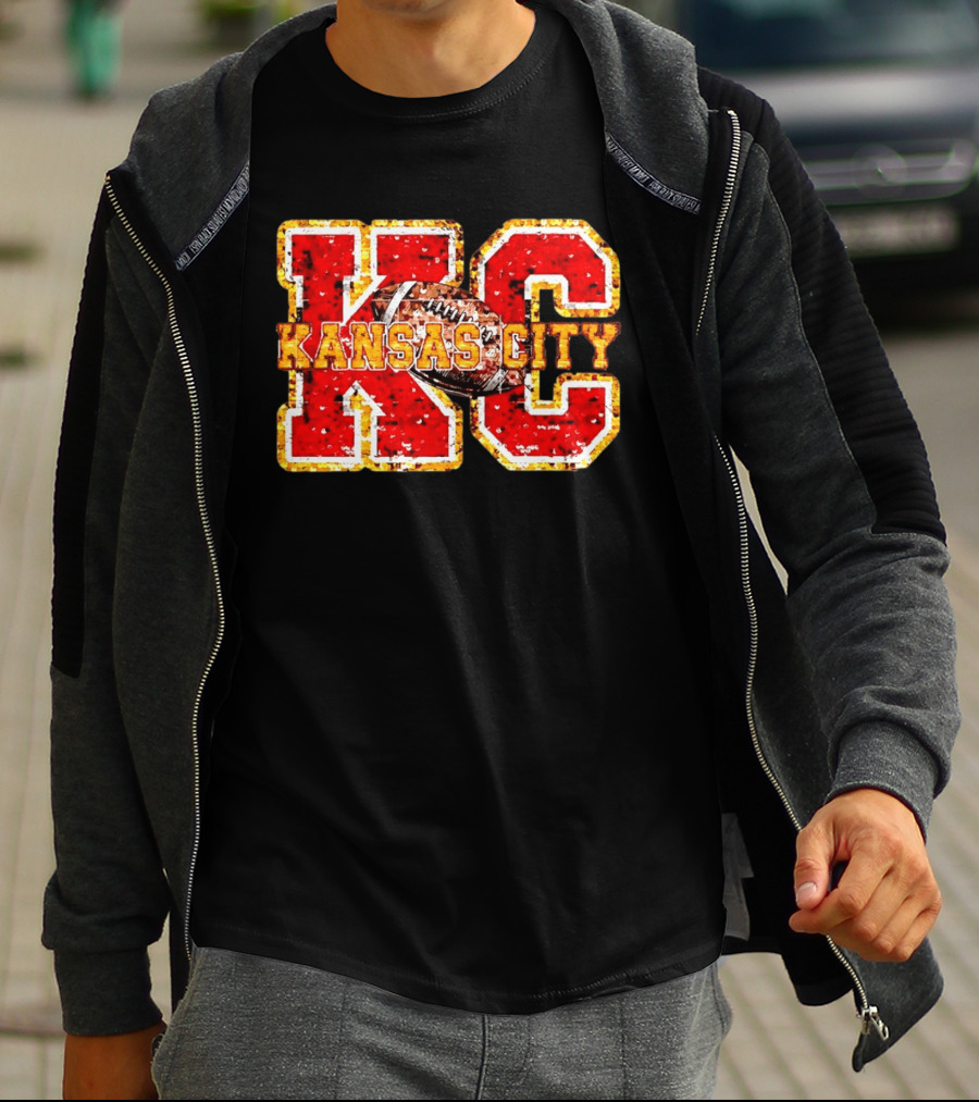 Kansas City Chiefs Football KC Faux Sequin T-Shirt