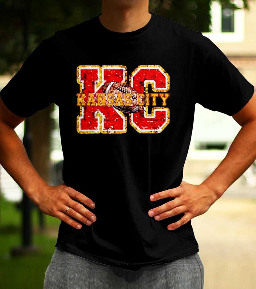 Kansas City Chiefs Football KC Faux Sequin T-Shirt