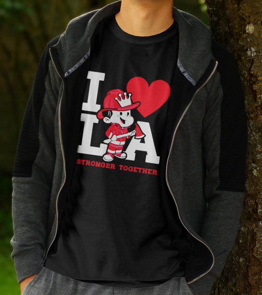 I Love LA Firefighter Stronger Together T-Shirt